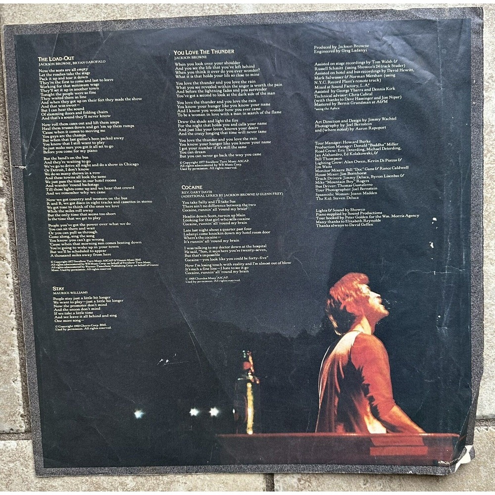 Jackson Browne "Running On Empty" 1977 Aust 1st.Press Excellent+++ Vinyl LP - Picture 9 of 15